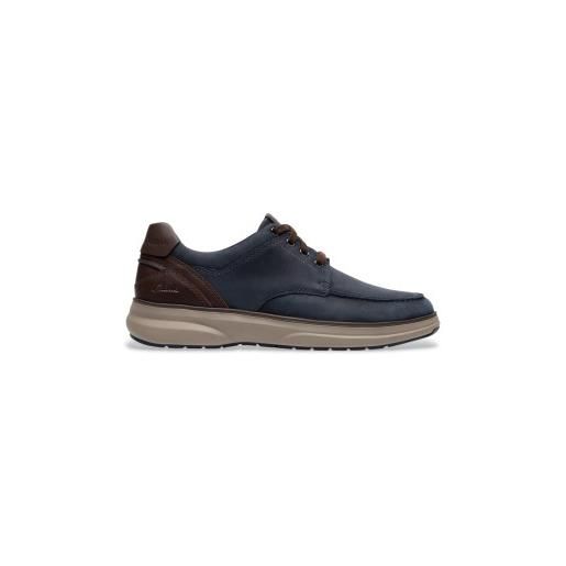 Clarks per uomo. 26184429 ciabatte mullan moc in pelle blu navy [3295135], basso, stringhe, casual