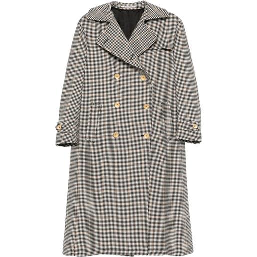 Tagliatore trench doppiopetto con motivo pied-de-poule - nero