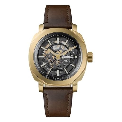 Ingersoll Orologio Automatico Uomo I00503 – Classico Quadrante Argento, Cinturino In Pelle Marrone, Vetro Minerale, Impermeabile 50m