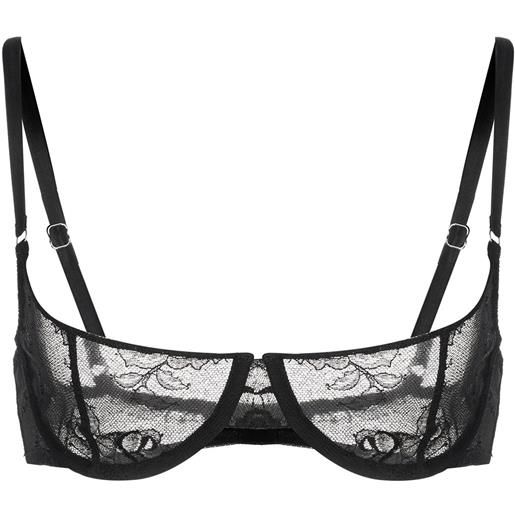 Fleur Du Mal reggiseno a balconcino bouquet in pizzo con scollo ampio - nero