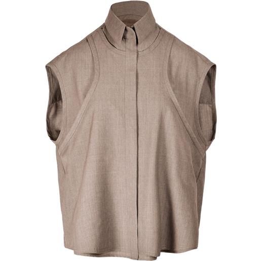 Ioana Ciolacu camicia smanicata - grigio