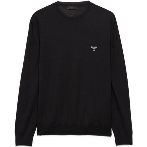 Prada maglione girocollo con logo - nero