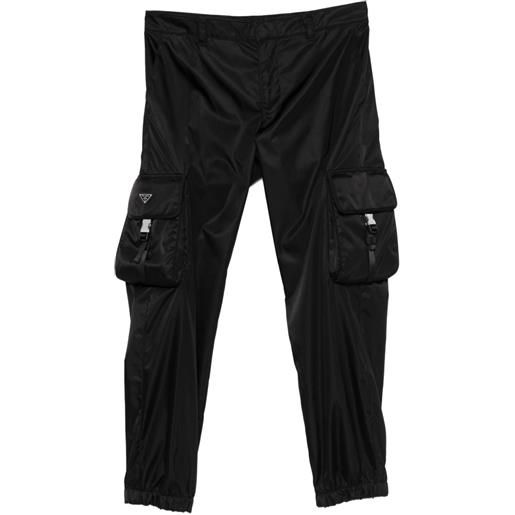 Prada pantaloni con placca logo - nero