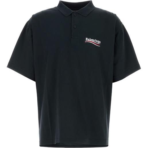 Balenciaga polo con logo ricamato - nero