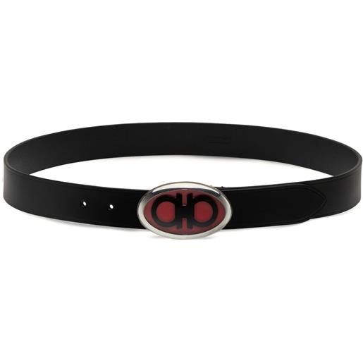 Ferragamo cintura con fibbia ovale gancini - nero