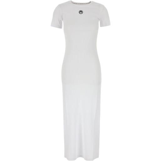 Marine Serre abito lungo con ricamo crescent moon - bianco