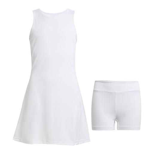 adidas bambina girls club tennis dress, white, 9-10 years