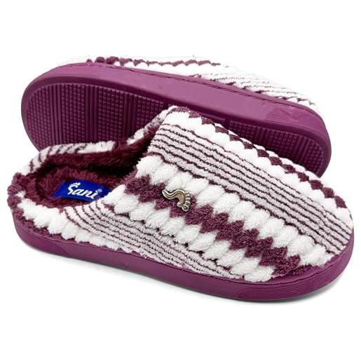 Sani' pantofole donna invernali ciabatte x la casa in pelliccia con memory foam comode calde fluffy slippers (viola, 36/37, sistema taglie calzature eu, adulto, donna, numero (range), media, 36, 37)