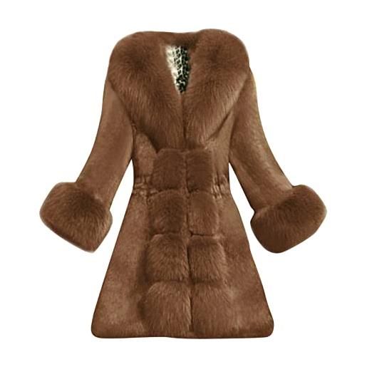 Cocila cappotti da donna invernali caldi a maniche lunghe solid outwear cappotto giacca in peluche invernale caldo e morbido borsa tennis bambina brown xxl giubbotti invernali donna giubbini