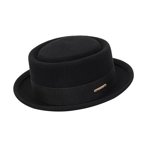 Eohak cappello con torta di maiale per uomo e donna a tesa corta fedora cappello piatto in feltro di lana cappello panama cappelli taglia: s-m, nero - bordo corto e riccio, m