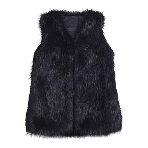 Dasongff gilet corto da donna, in finta pelliccia, cappotto senza maniche, in finta pelliccia, per autunno e inverno, caldo, a buon mercato, di grandi dimensioni, elegante, casual, alla moda, 