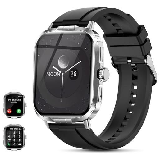 LAOYABB smartwatch uomo donna con effettua o risposta chiamate, 2.01'' orologio fitness smart watch con cardiofrequenzimetro/contapassi, impermeabile ip68 orologio sportivo per android ios