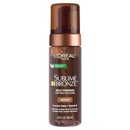 L'Oreal Paris skincare sublime - mousse d'acqua idratante in bronzo, asciugatura rapida, autoabbronzante senza striature, per abbronzatura dall'aspetto naturale, 5 once liquide