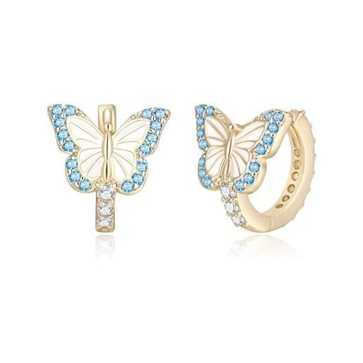 EVER FAITH orecchini a farfalla per ragazze, ipoallergenici colorati zirconi carini animali huggie orecchini ragazze piccoli a cerchio, zirconia cubica smalto