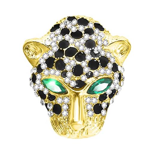 Alla Moda Orecchini Statement A Goccia – Cluster Leopardato Con Zirconi, 66 Mm, Per Serate E Feste