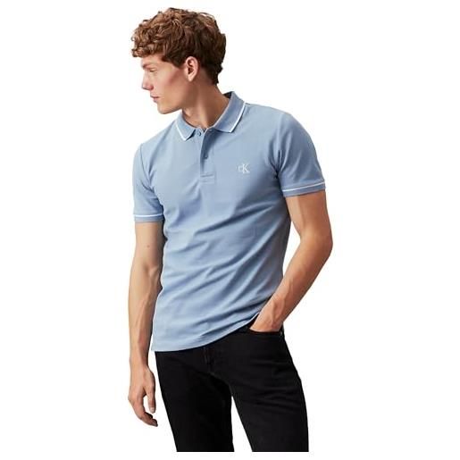 Calvin Klein uomo maglietta polo maniche corte tipping slim elasticizzata, arancione (aragon), m