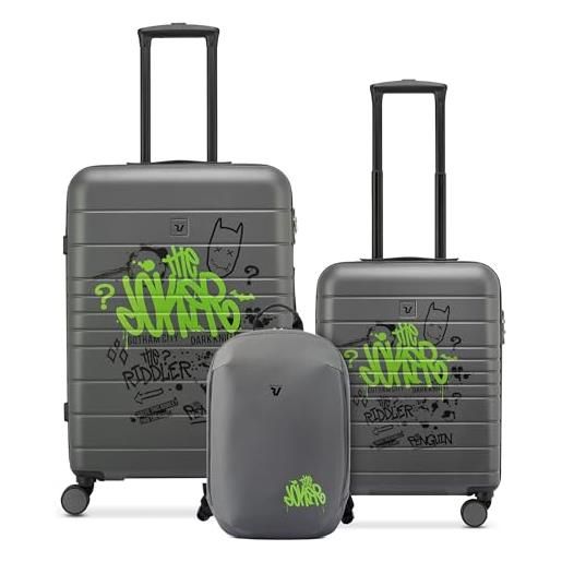 Roncato dc comics set valigie (medio, cabina, zaino da viaggio) joker