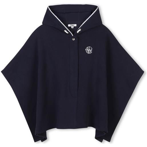 Chloé Kids mantella con logo ricamato - blu