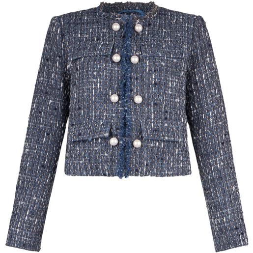 LIU JO giacca bouclé con frange - blu