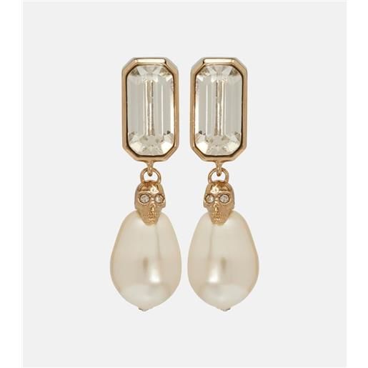 McQueen orecchini pendenti skull con cristalli