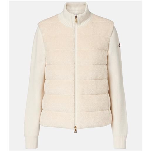 Moncler cardigan in teddy con imbottitura in piuma