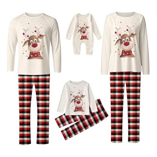 Sunnyuk pigiama natale famiglia coordinati, pigiami abbinati coppia natale donna uomo bambino pigiami natalizi famiglia girocollo pigiama famiglia coordinati due pezzi pigiama natalizio