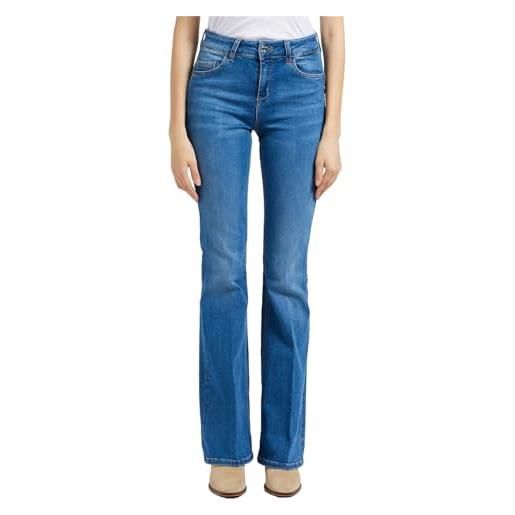 Liu-jo liu jo jeans a zampa in denim stretch lavaggio blu medio