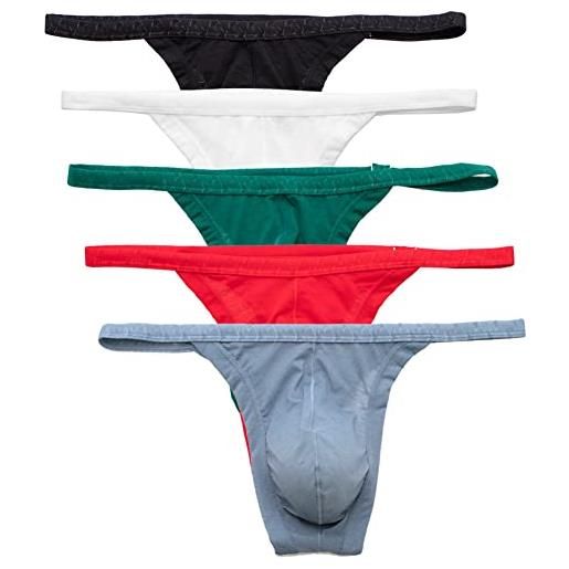 Summer Code perizoma uomo mutande slip tanga string in micro rete comode e traspiranti thong g-string maschile, pacco da 5 multicolore, xxl