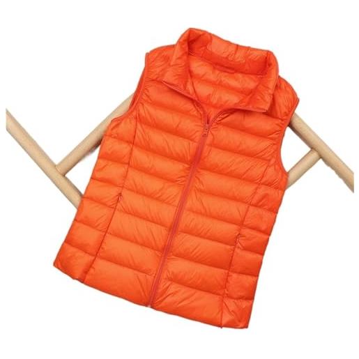 ZHOUXYFDC piumino smanicato uomo moda autunno colletto alla coreana piumino d'anatra gilet donna elegante solido semplice cerniera cappotti casual gilet caldi da donna(orange, xl)