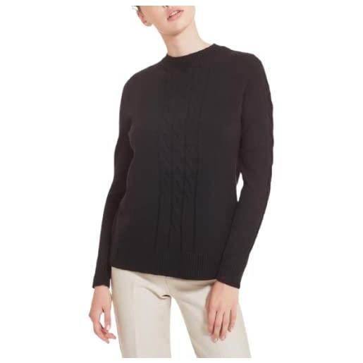 RAGNO maglia nera girocollo con trecce in misto viscosa (art. Da95m9) (xl)