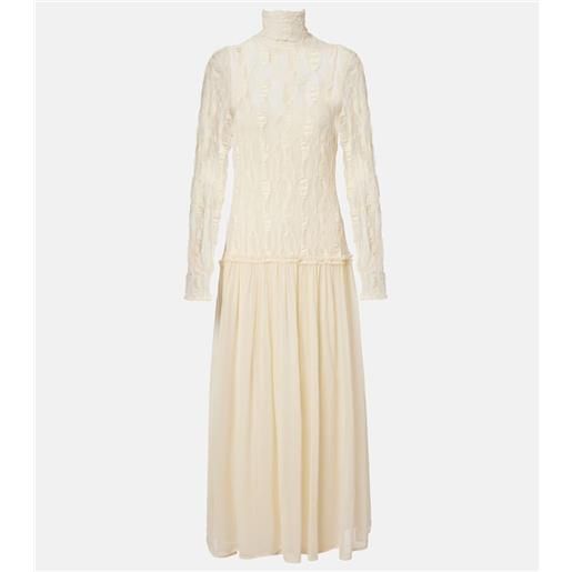 Ulla Johnson abito lungo sybil in pizzo e chiffon