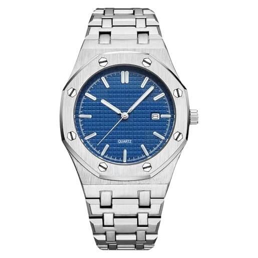 BARAMON Nautilus Orologio Da Uomo Quarzo Acciaio Inox - Quadrante Con Data E Lancette Luminose - Stile Casual E Business (Diametro 42mm)