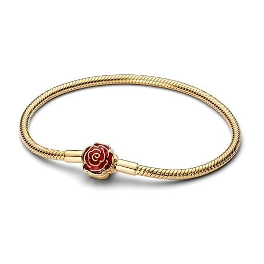 PANDORA bracciale donna oro disney la bella e la bestia 564019c01, 19 cm, argento sterling, nessuna pietra preziosa