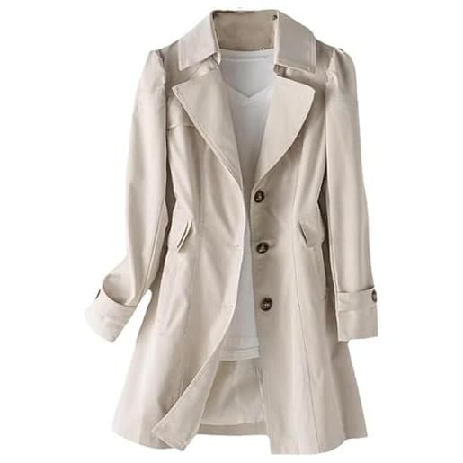 YJWUK trench donna corto business casual monopetto cappotto primavera e autunno bavero antivento lavoro ufficio cappotto(l)