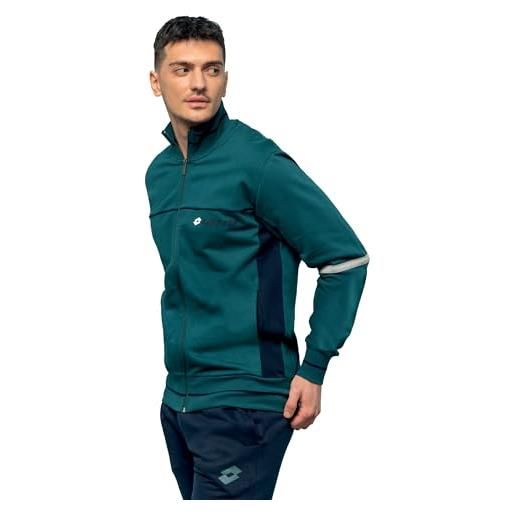 Lotto tuta felpata uomo + calze tennis omaggio - tuta sportiva autunno inverno con zip intera cotone felpato (it, testo, xl, regular, regular, verde bosco 2016)