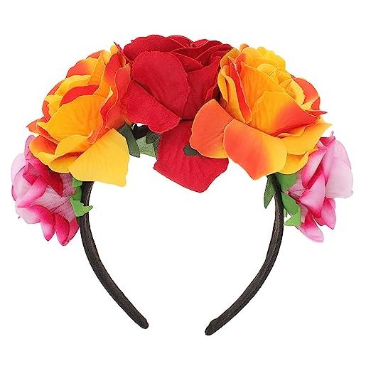 Beaupretty floreale messicana per capelli rosa con di fiori di halloween per donne ragazze signora