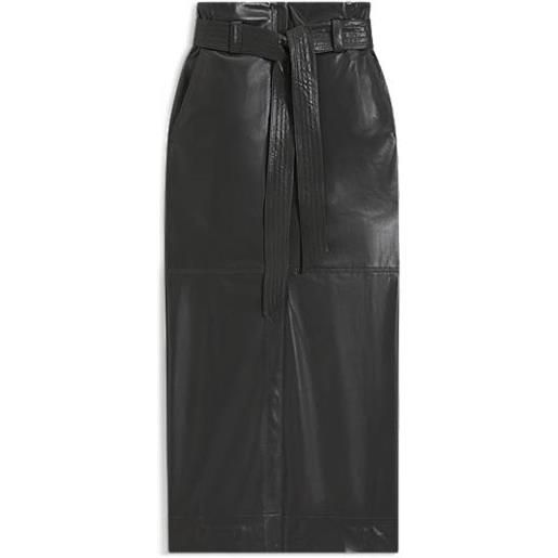 BOSS gonna a tubino lunga in similpelle con cintura a cravatta, grigio scuro