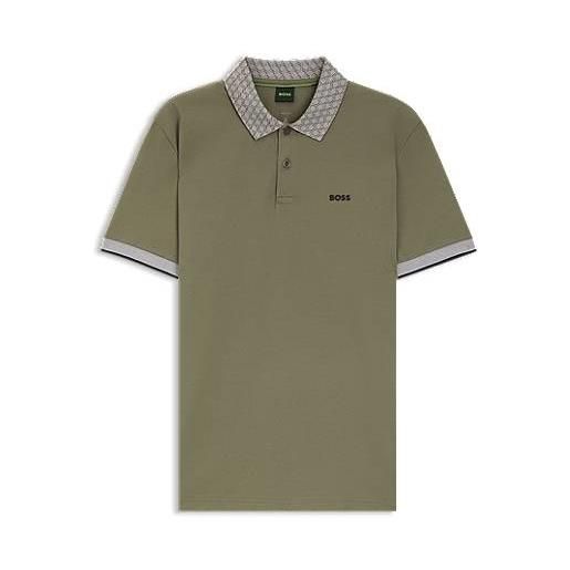 BOSS polo paddy in cotone elasticizzato con sistema di gestione dell'umidità, oliva