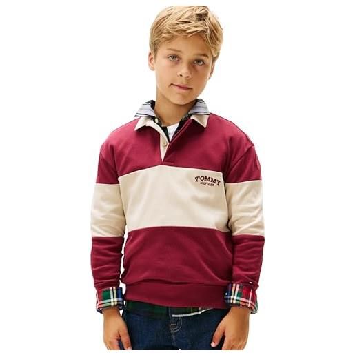 Tommy Hilfiger polo ls kb0kb10047 l/s, blue (dark night navy colourblock), 12 anni bambini e ragazzi