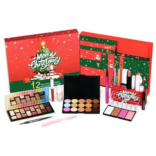 Generic calendario 'avvento di bellezza - calendario 'avvento di natale, 2024 countdown makeup box | 12 giorni set di cosmetici per donne, ragazze, appassionati di bellezza, da festa per collezionisti