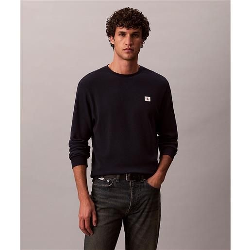 Calvin klein jeans t-shirt a nido d'ape manica lunga uomo