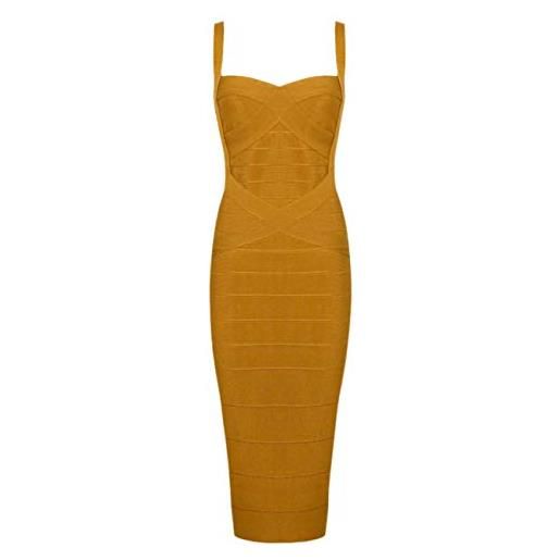 Whoinshop - vestito aderente da donna, in rayon, con spalline al ginocchio, elastico e aderente blu-1 m