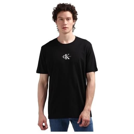 Calvin Klein jeans uomo t-shirt maniche corte monologo scollo rotondo, nero (ck black), s