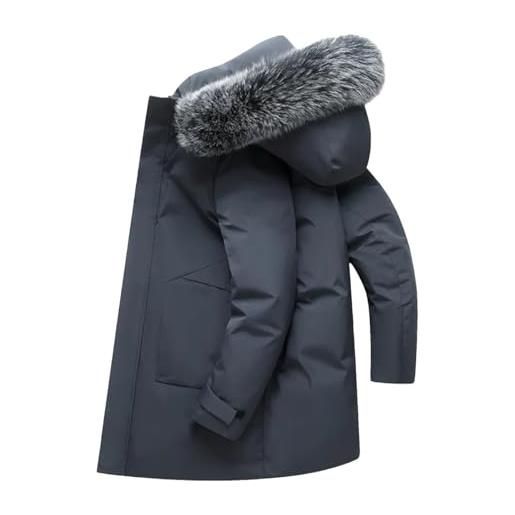 Wjnvfioo cappotto da uomo autunnale e invernale antivento in piuma d'oca calda bianca con cappuccio, parka con piumino con più tasche, soprabito, grigio, m
