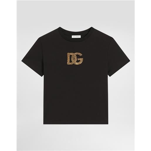 Dolce & Gabbana t-shirt in jersey con logo dg in termostrass