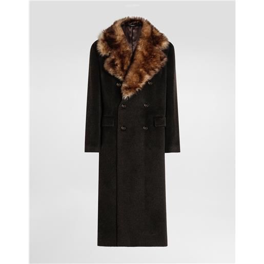 Dolce & Gabbana cappotto doppiopetto con collo di pelo