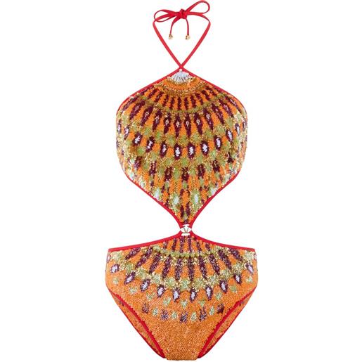 Valentino Garavani costume da bagno con paillettes - arancione