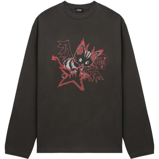 We11done top a maniche lunghe con stampa - grigio