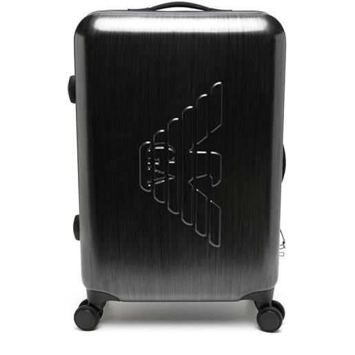 Emporio Armani valigia con logo goffrato - grigio