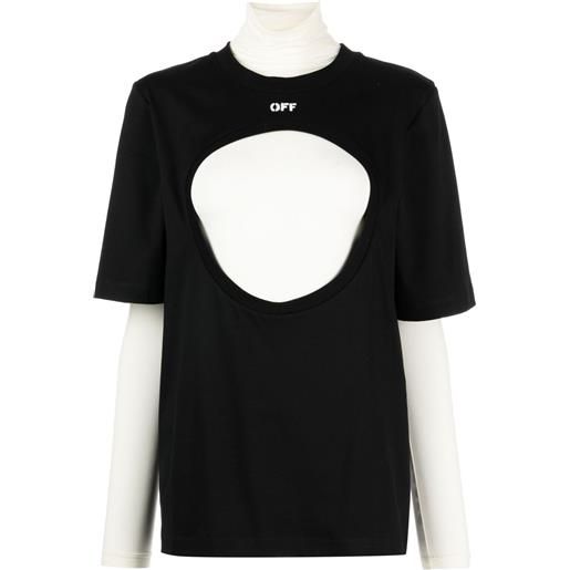 Off-White t-shirt meteor con design a strati - nero